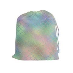 Pastel Mermaid Sparkles Drawstring Pouch (xl) by retrotoomoderndesigns