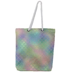 Pastel Mermaid Sparkles Full Print Rope Handle Tote (large) by retrotoomoderndesigns
