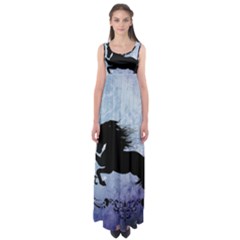 Wonderful Black Horse Silhouette On Vintage Background Empire Waist Maxi Dress by FantasyWorld7