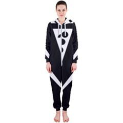 Black And White Geometric Design Hooded Jumpsuit (ladies)  by yoursparklingshop