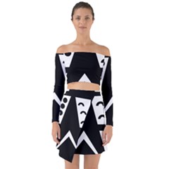 Black And White Geometric Design Off Shoulder Top With Skirt Set by yoursparklingshop