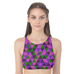 Retro Pink Purple Geometric Pattern Tank Bikini Top by snowwhitegirl