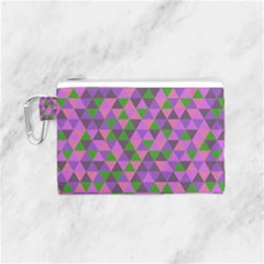 Retro Pink Purple Geometric Pattern Canvas Cosmetic Bag (small) by snowwhitegirl