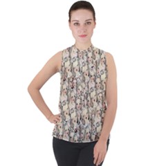 Vintage Singing Heads Mock Neck Chiffon Sleeveless Top by snowwhitegirl