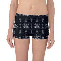 Black And White Ethnic Design Print Reversible Boyleg Bikini Bottoms by dflcprintsclothing
