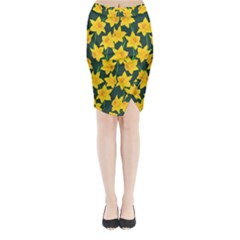Yellow Daffodils Pattern Midi Wrap Pencil Skirt by Valentinaart