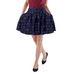 Neon Oriental Characters Print Pattern A-line Pocket Skirt by dflcprintsclothing