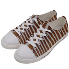 Skin Zebra Striped White Brown Women s Low Top Canvas Sneakers by Pakrebo