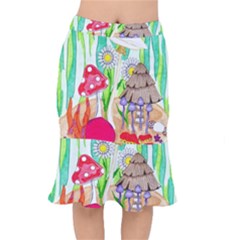 Iguana And Mushrooms Mermaid Skirt by okhismakingart