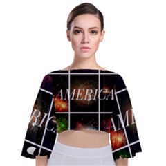 America Tie Back Butterfly Sleeve Chiffon Top by okhismakingart