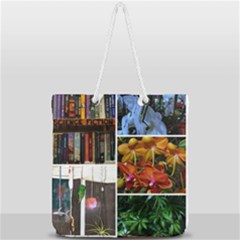 Floral Collage Full Print Rope Handle Tote (large) by okhismakingart