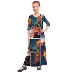 Sunset Collage Ii Kids  Quarter Sleeve Maxi Dress by okhismakingart