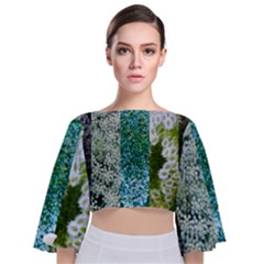 Queen Annes Lace Vertical Slice Collage Tie Back Butterfly Sleeve Chiffon Top by okhismakingart