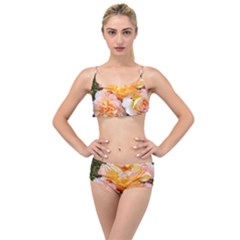 Bunch Of Orange And Pink Roses Layered Top Bikini Set by okhismakingart