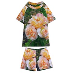 Bunch Of Orange And Pink Roses Kids  Swim Tee And Shorts Set by okhismakingart