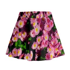 Pink Flower Bushes Mini Flare Skirt by okhismakingart