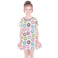 Donut Pattern With Funny Candies Kids  Simple Cotton Dress by genx