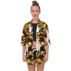 Cogs Gears Tiling Cogwheel Open Front Chiffon Kimono by Pakrebo