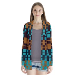 Illusion In Orange & Teal Drape Collar Cardigan by WensdaiAmbrose