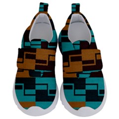 Illusion In Orange & Teal Kids  Velcro No Lace Shoes by WensdaiAmbrose
