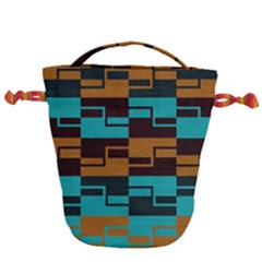 Illusion In Orange & Teal Drawstring Bucket Bag by WensdaiAmbrose