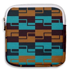 Illusion In Orange & Teal Mini Square Pouch by WensdaiAmbrose