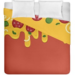 Pizza Topping Funny Modern Yellow Melting Cheese And Pepperonis Duvet Cover Double Side (king Size) by genx