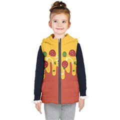 Pizza Topping Funny Modern Yellow Melting Cheese And Pepperonis Kids  Hooded Puffer Vest by genx