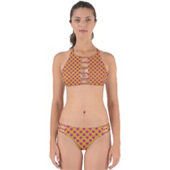 Pink Stars Pattern On Yellow Perfectly Cut Out Bikini Set by BrightVibesDesign