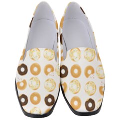 Donuts Pattern With Bites Bright Pastel Blue And Brown Cropped Sweatshirt Women s Classic Loafer Heels by genx