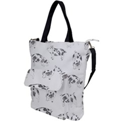 Pigs Handrawn Black And White Square13k Black Pattern Skull Bats Vintage K Shoulder Tote Bag by genx