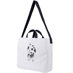 Pig Sniffing Hand Drawn With Funny Cow Spots Black And White Square Shoulder Tote Bag by genx