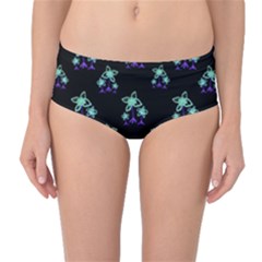 Dark Floral Drawing Print Pattern Mid-waist Bikini Bottoms by dflcprintsclothing