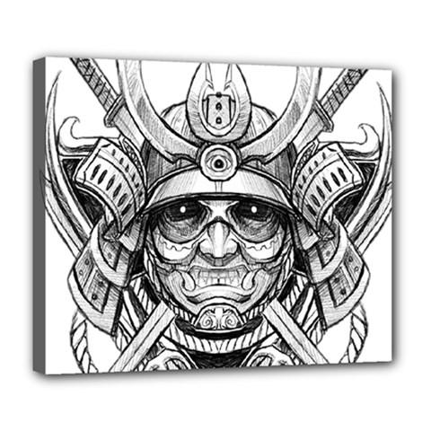 Drawing Samurai Tattoo Sketch Japanese Samurai Deluxe Canvas 24  X 20  (stretched) by Sudhe