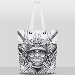 Drawing Samurai Tattoo Sketch Japanese Samurai Full Print Rope Handle Tote (small) by Sudhe