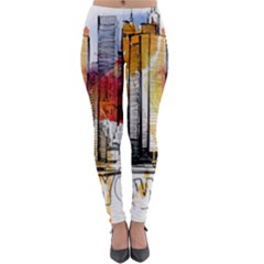 New York City Skyline Vector Illustration Lightweight Velour Leggings by Sudhe