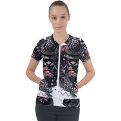 Sleeve Tattoo  Samurai Short Sleeve Zip Up Jacket by Sudhe