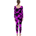 Black and Pink Leopard Style Paint Splash Funny Pattern Long Sleeve Catsuit View2