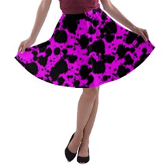 Black And Pink Leopard Style Paint Splash Funny Pattern A-line Skater Skirt by yoursparklingshop