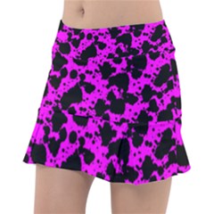 Black And Pink Leopard Style Paint Splash Funny Pattern Tennis Skirt by yoursparklingshop