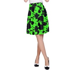 Black And Green Leopard Style Paint Splash Funny Pattern A-line Skirt by yoursparklingshop