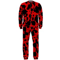Black And Red Leopard Style Paint Splash Funny Pattern Onepiece Jumpsuit (men)  by yoursparklingshop
