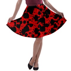 Black And Red Leopard Style Paint Splash Funny Pattern A-line Skater Skirt by yoursparklingshop