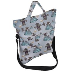 Funny Elephant, Pattern Design Fold Over Handle Tote Bag by FantasyWorld7