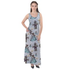 Funny Elephant, Pattern Design Sleeveless Velour Maxi Dress by FantasyWorld7