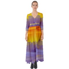 Vector Illustration Winter Sunset Button Up Boho Maxi Dress by Pakrebo