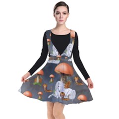 Cute Little Fairy With Unicorn, Pattern Design Plunge Pinafore Dress by FantasyWorld7