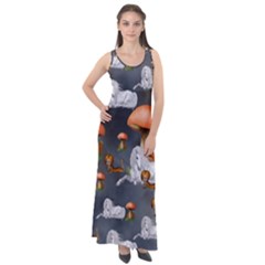 Cute Little Fairy With Unicorn, Pattern Design Sleeveless Velour Maxi Dress by FantasyWorld7