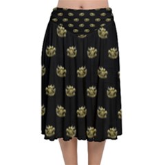 Dragon Head Motif Pattern Design Velvet Flared Midi Skirt by dflcprintsclothing