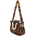Stylised Horns Black Pattern Rope Handles Shoulder Strap Bag View1